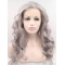 Synthetic Lace Front 22" Curly Grey Without Bangs Long Wigs