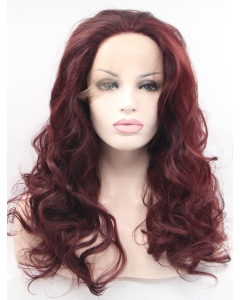 Synthetic Lace Front Curly Auburn Without Bangs Long  Women Wigs