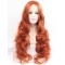 Curly Copper Without Bangs Synthetic Long Lace Front Women Wigs
