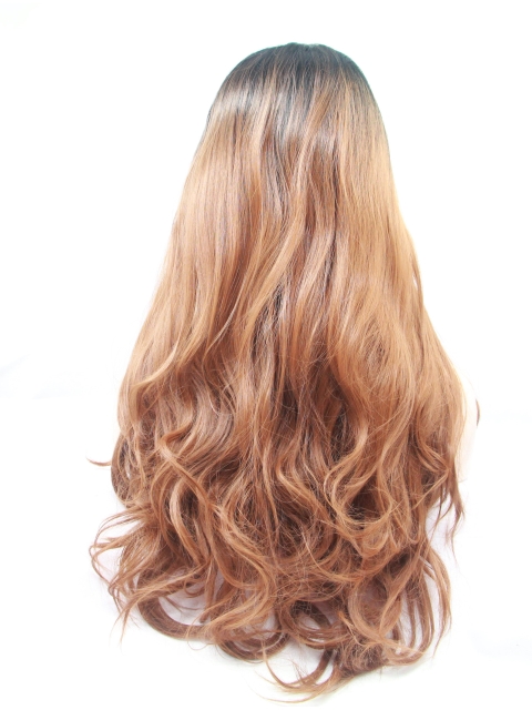  Curly Without Bangs Synthetic Long Ombre/2 Tone Lace Front Women Wigs