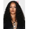 Black Curly Without Bangs Synthetic Long Women Rihanna Wigs
