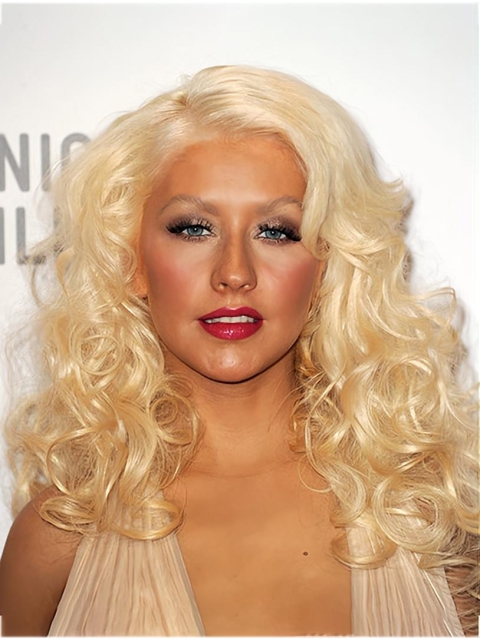 Lace Front Long Synthetic Blonde Without Bangs Women Christina Aguilera Wigs