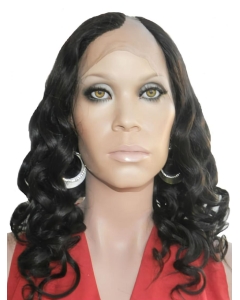Sassy Black Curly Lace Front Long Human Hair U Part Women Wigs