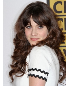 Polite Brown Curly Capless Long Human Hair Celebrity Women Wigs