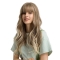 Blond Long Wavy Synthetic Wigs with Fluffy Air Bangs For Women