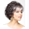 Natural Looking Grey Curly Short Classic Wigs For Older Women With Full White Bangs