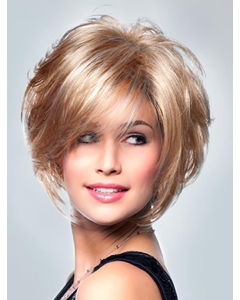 Custom Charming Celebrity Hairstyle Short Curly Lace Front Mono Top Wigs