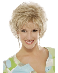 Custom Gorgeous Blonde Curly Short Heat Friendly Synthetic Capless Wigs