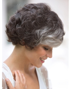 Amazing Short Curly White Exquisite Classic Synthetic Wigs For Old Women