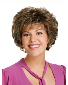 Short Curly Sassy Brown Women's Brown Color Capless Synthetic Wigs