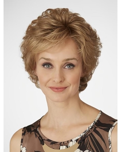 Amazing Short Curly Blonde Layered Beautiful Synthetic Lace Front Wigs For Older Women