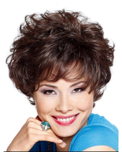Brown Unique Layered Curly Short Wigs