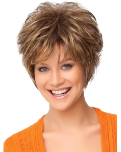 Faddish Auburn Curly Short Synthetic Wigs