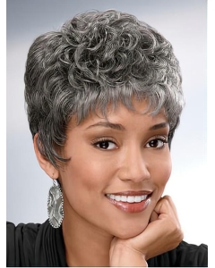 Great Curly Short Synthetic Grey Wigs