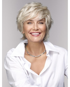 Monofilament Grey 8" Straight Short Layered Human Hair Wig Wholesale