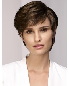 8" Short Straight Monofilament Brown With Bangs Synthetic Wigs Online