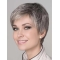 Natural Looking Short Grey 8Inch Straight Synthetic Mono top Synthetic Wigs