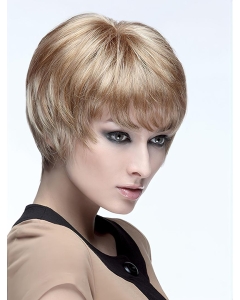 8" Short Straight Monofilament Blonde Boycuts Synthetic Wig