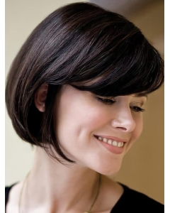 Bobs Remy Human Hair Black Straight Hand Tied Lace Wigs