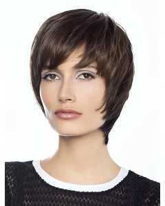 8" Straight Short Layered Human Hair Wig