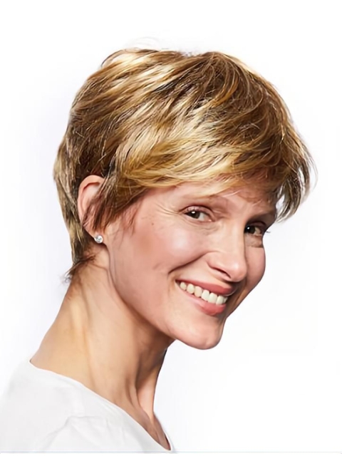 Short Monofilament Straight Blonde Wigs