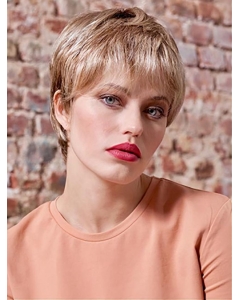 Platinum Blonde Straight 6" Synthetic Boycuts Ready To Wear Monofilament Wigs