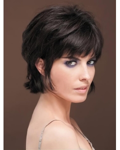 Refined Black Straight Short Human Hair Wigs