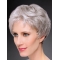8" Short Straight Durable 100% Hand-tied Grey Wigs