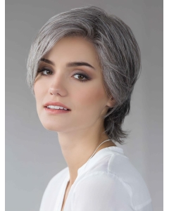 Short Straight Grey Layered 100% Hand Tied Synthetic Wigs