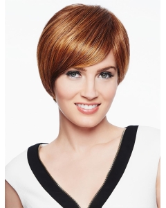 Straight Copper With Bangs 6" Synthetic Capless Wigs