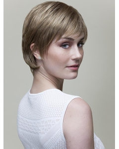 6" Straight Brown With Bangs Short Wigs