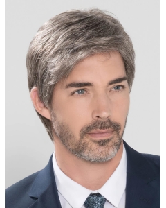 Straight Hand Tied Cropped Grey men Wig