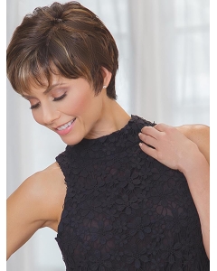 8" Straight Brown Synthetic Boycuts Wigs