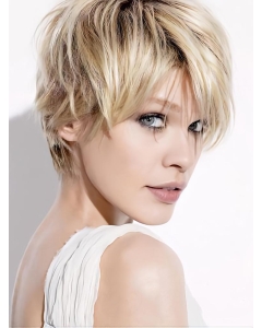 Faddish Straight Boycuts Blonde Short Wigs