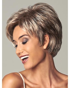 Brown Shining Layered Straight Short Wigs