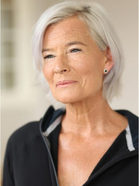 Short Straight Capless Remy Human Hair Mature Women Wigs hfnb113