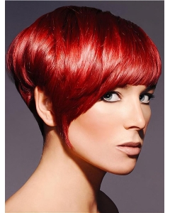 Red Beautiful Boycuts Straight Short Wigs