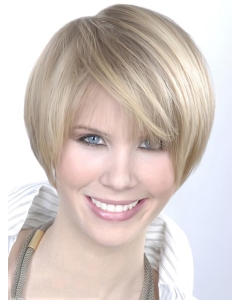 Young Fashion Platinum Blonde Ear Length Short Wigs For Women