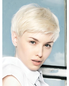 Young Fashion Platinum Blonde Short Yongthful Lace Front Human Hair Women Wigs
