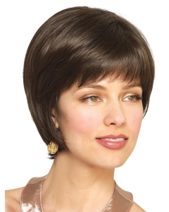 Brown Straight Short Capless Remy Human Hair Women Wigs