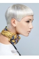 Young Fashion Silver Sculpted Short Straight Cut Lace Front Synthetic Women Wigs