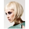 Young Fashion Platinum Blonde Short Straight With Bangs Mono Human Hair Women Wigs