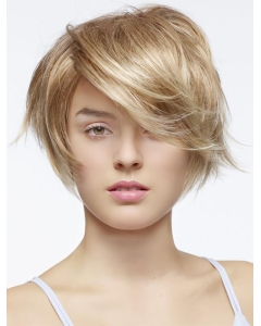 Perfect Blonde Short Straight Hand-Tied Layered  Synthetic Popular Women Wigs