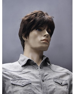 Refined Brown Straight Short Capless Synthetic Men Wigs