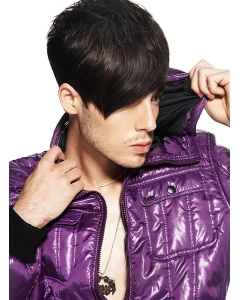 Soft Brown Straight Short Capless Human Hair Men Wigs