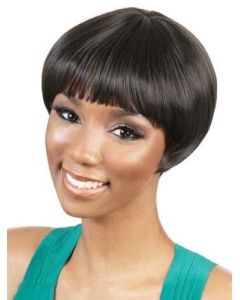 Black Straight Short Capless Synthetic Women Wigs