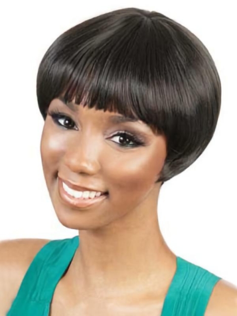 Black Straight Short Capless Synthetic Women Wigs