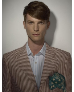 Shining Brown Straight Short Han-tied Human Hair Men Wigs