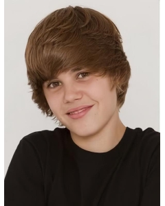 Comfortable Auburn Straight Short Mono Human Hair Men Wigs