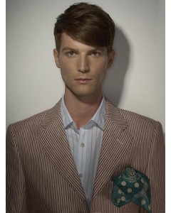 Unique Brown Straight Short Capless Synthetic Men Wigs